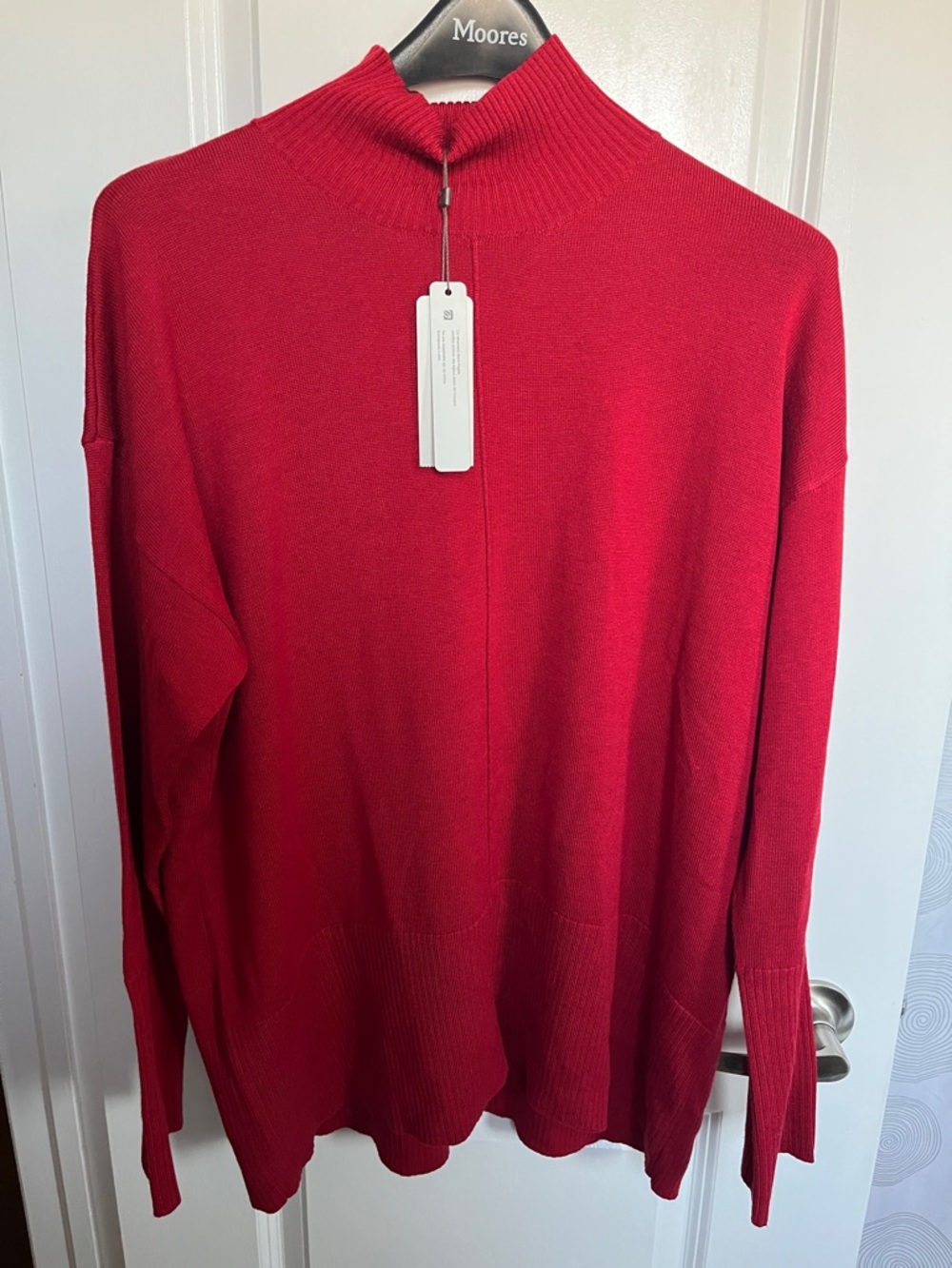SPANNER Women’s Lightweight Red Mock Neck Sweater